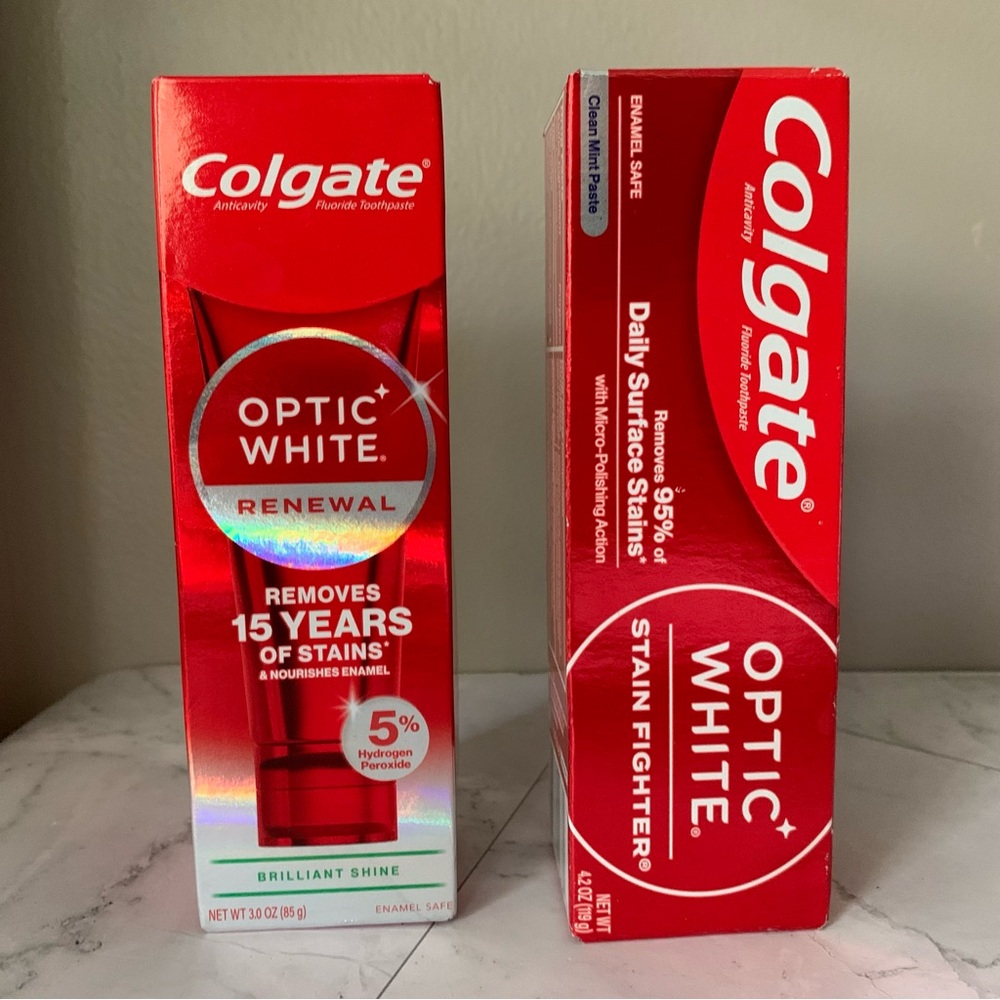 Colgate Optic White Renewal BRILLIANT SHINE & satin Fighter Clean Mint Paste
